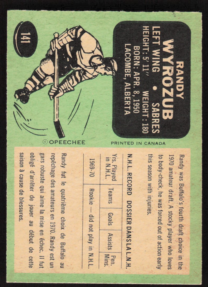 Opc O Pee Chee Ex Mint Randy Wyrozub On Kronozio