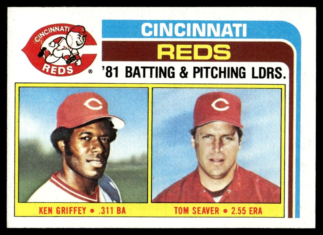 1982 Topps Team Checklists Reds Team Leaders Ken Griffey Tom Seaver