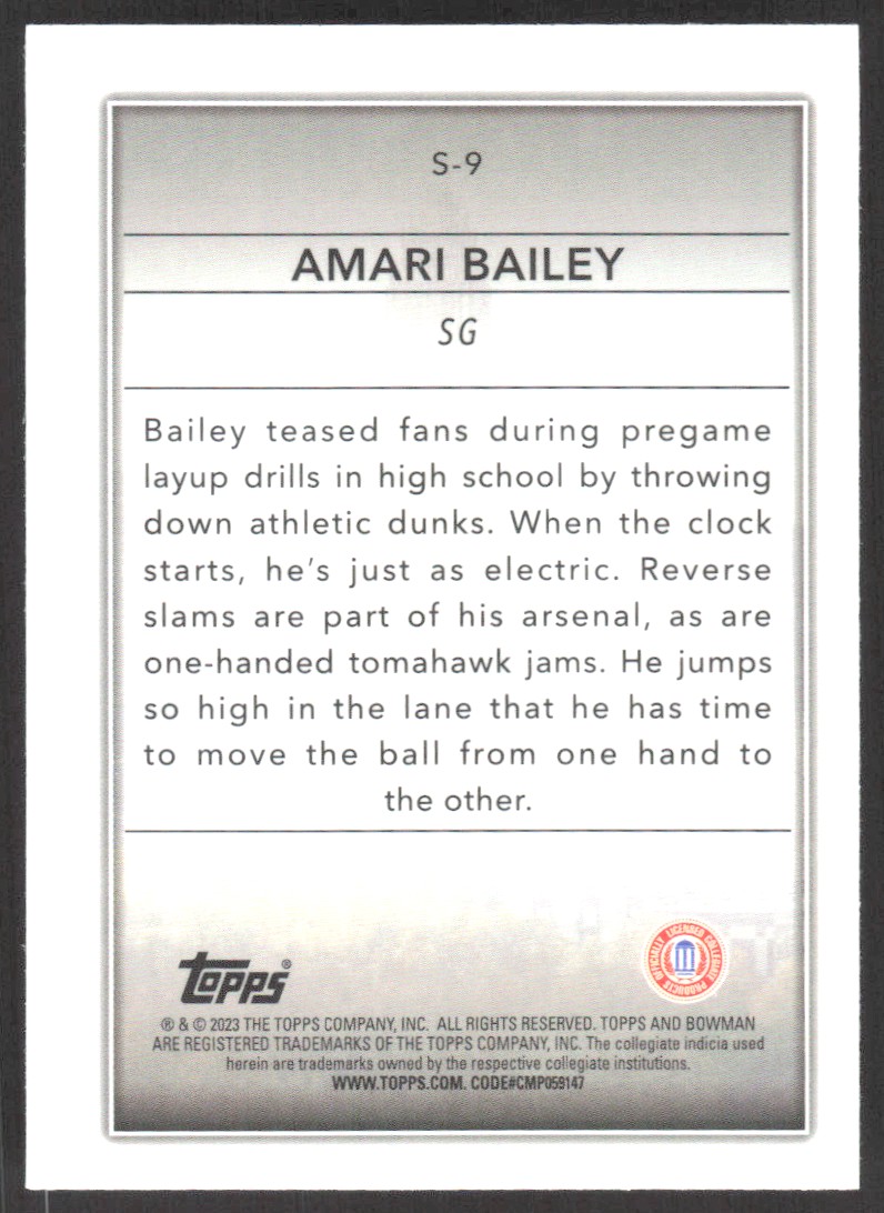 Bowman Chrome University Skyscraping Amari Bailey S On Kronozio