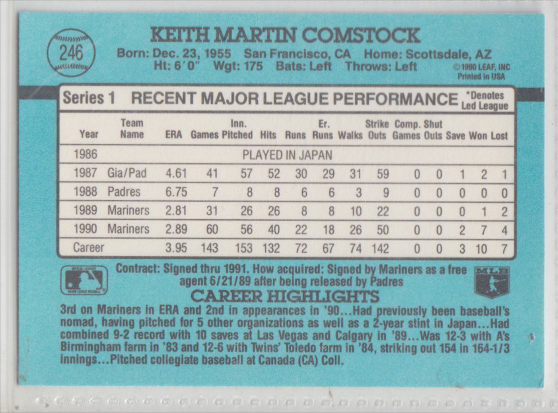 Donruss Keith Comstock On Kronozio