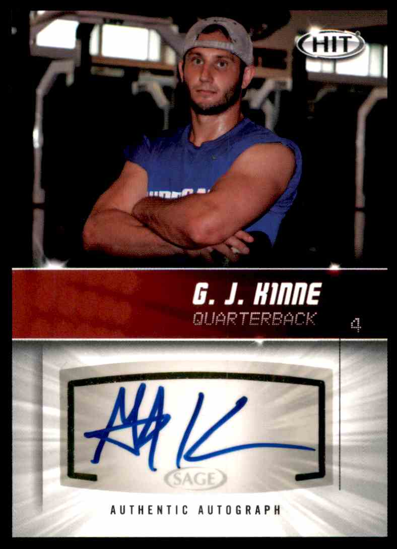 2012 Sage Hit Autographs Football Cards G.J. Kinne #A114 card front image