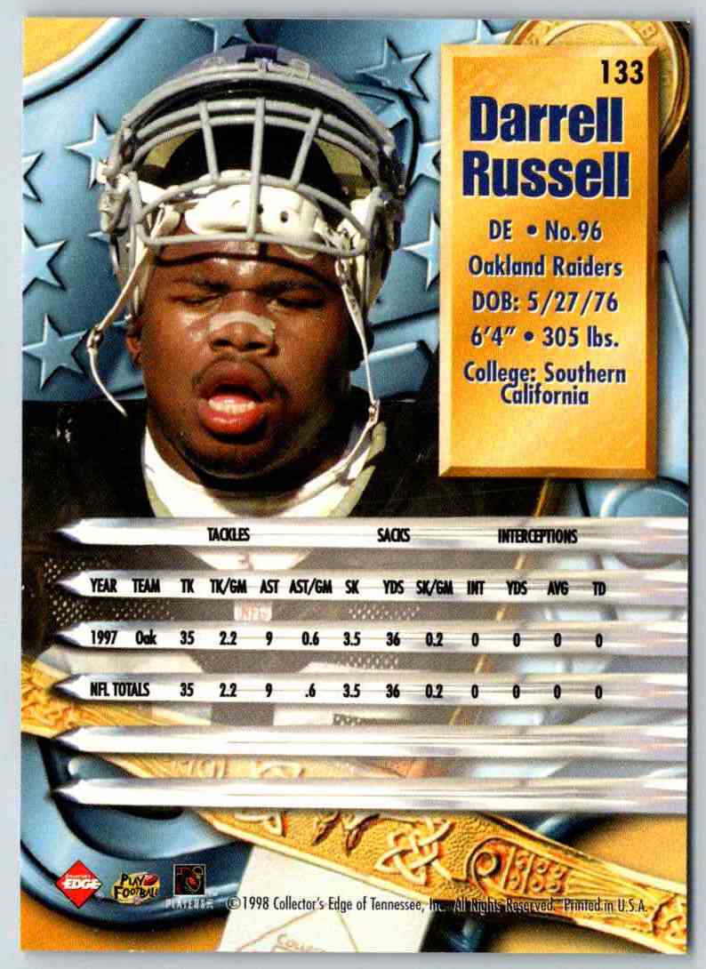 1998 Edge Darrell Russell #133 card back image