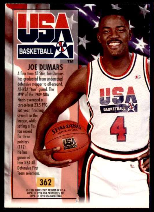 1993-94 Fleer Ultra Joe Dumars #362 card back image