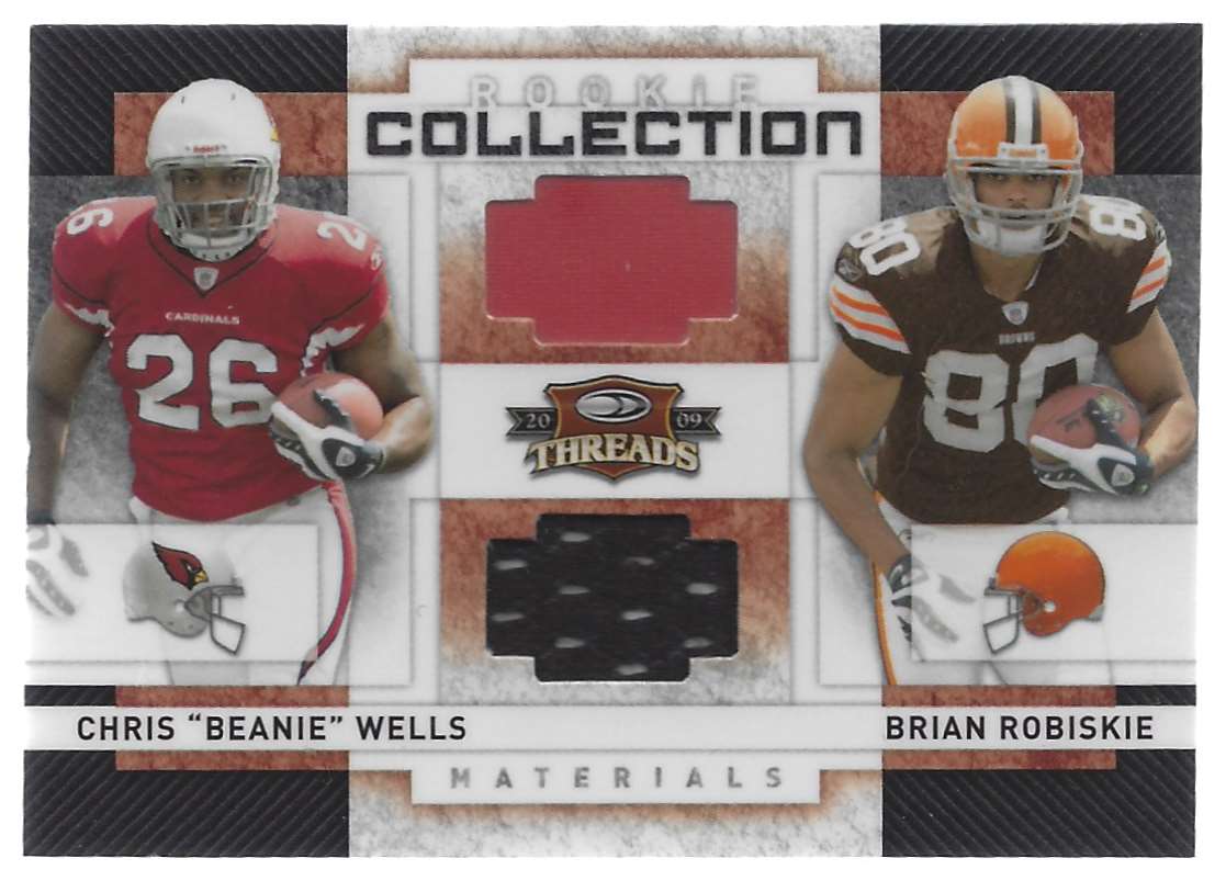 2009 Donruss Threads Rookie Collection Materials Combo Chris Wells/Brian Robiskie #8 card front image