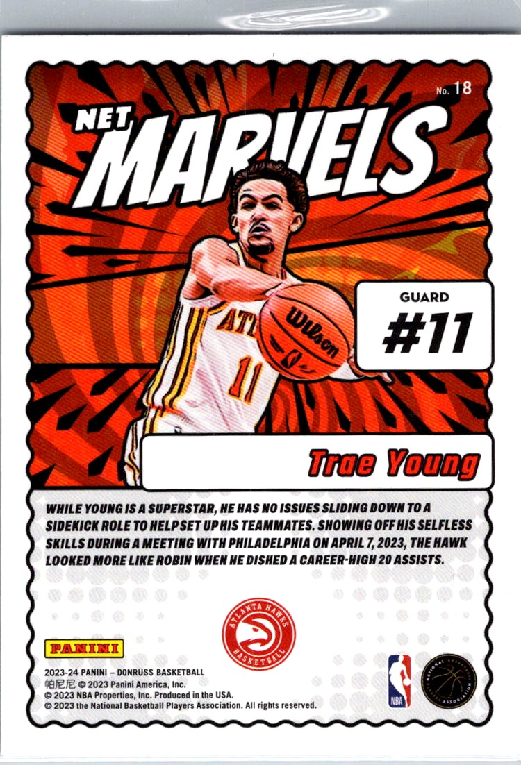 2023-24 Donruss Net Marvels Red Trae Young #18 card back image