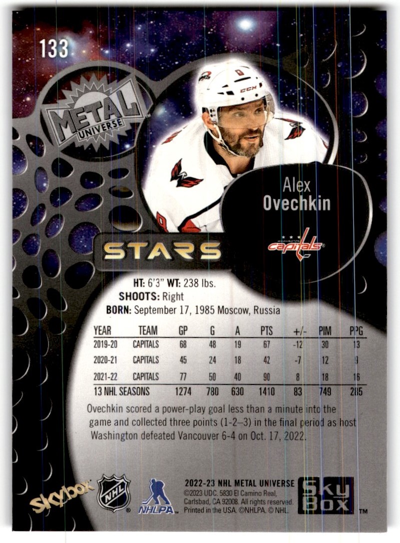 Alex Ovechkin 2022-23 Metal Universe Stars 133 Washington Capitals | eBay