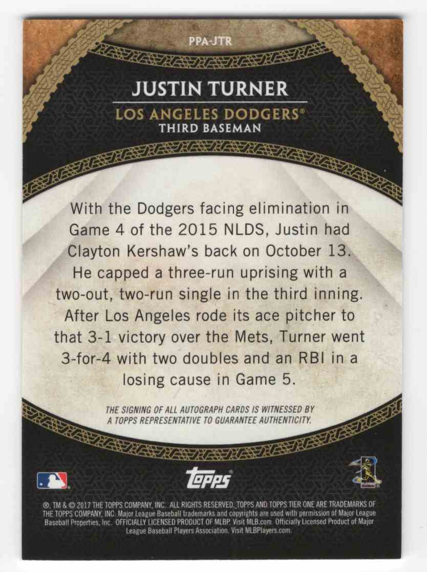 Justin Turner baseball card (Los Angeles Dodgers) 2017 Topps