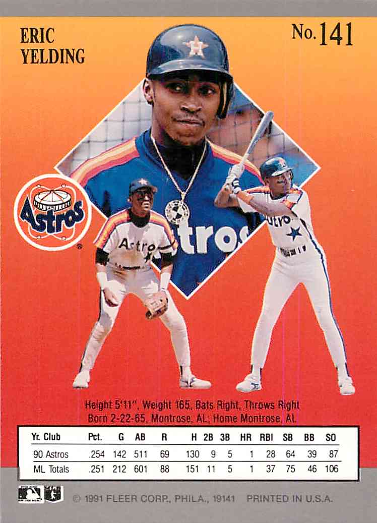 1991 Fleer Eric Yelding #141 on Kronozio