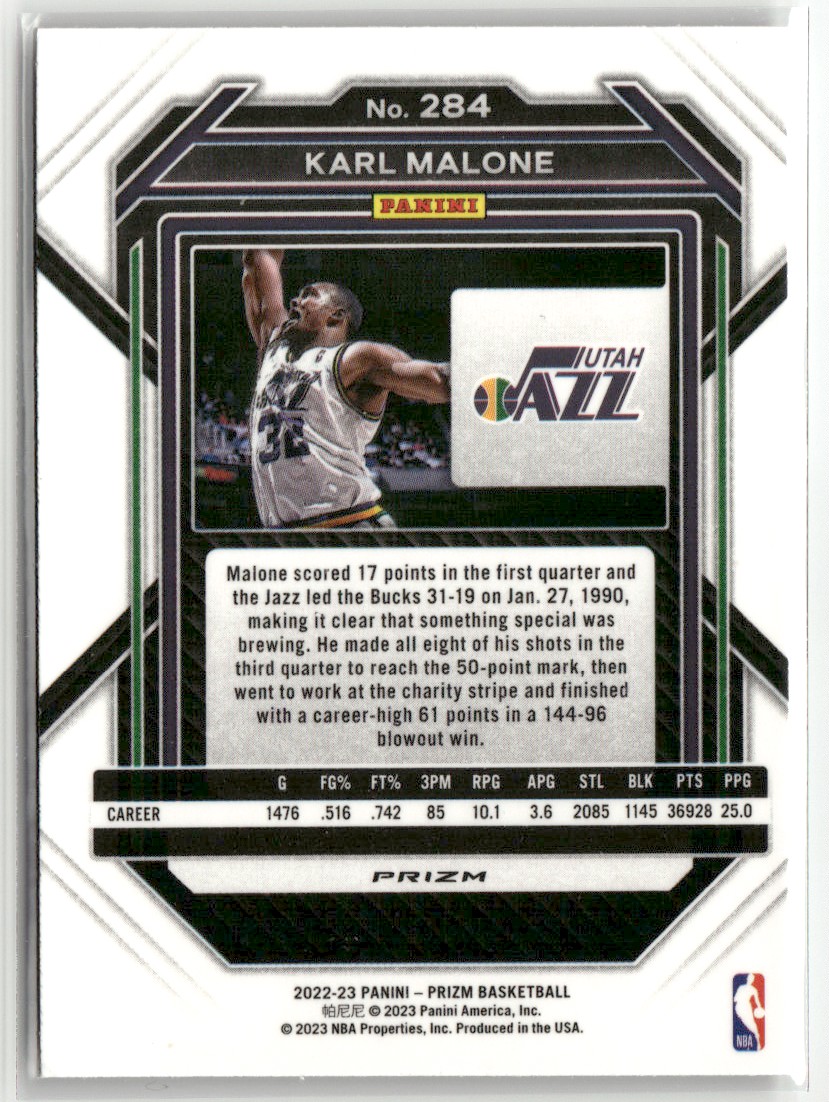 2022-23 Panini Prizm Red Karl Malone #284 on Kronozio