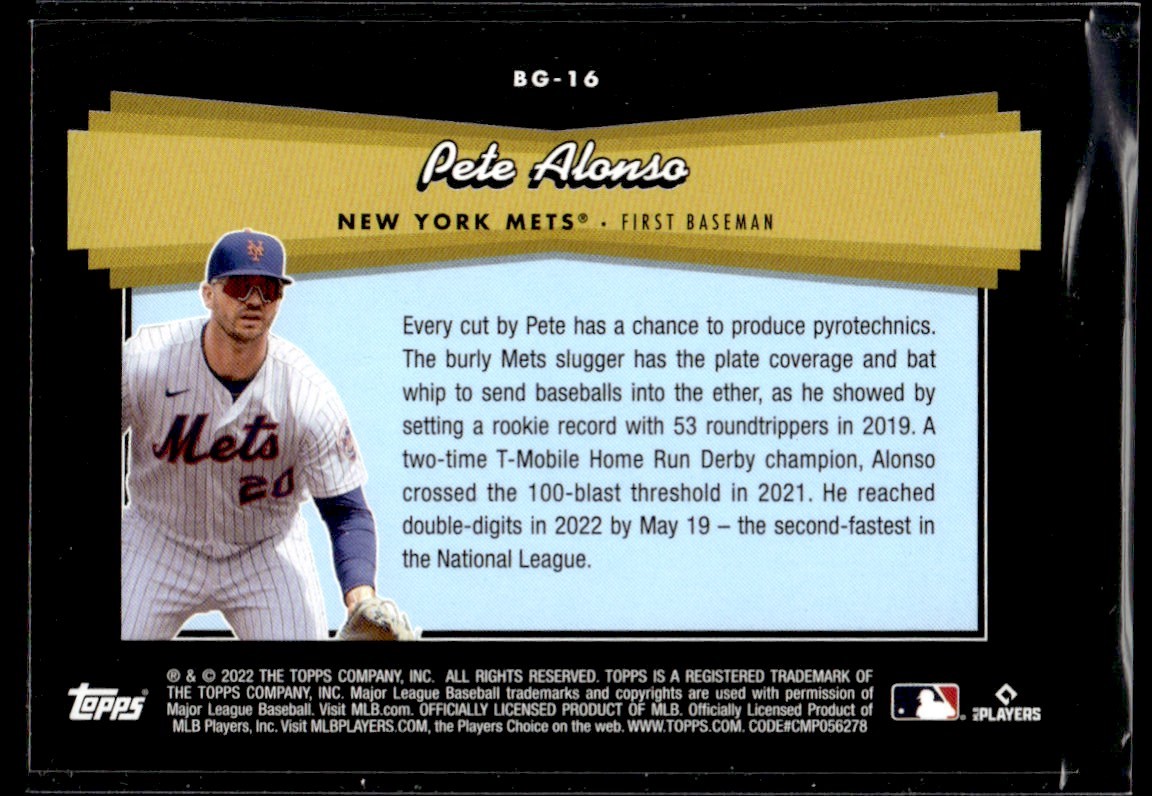 2022 Topps Update Black Gold Pete Alonso #BG-16 card back image