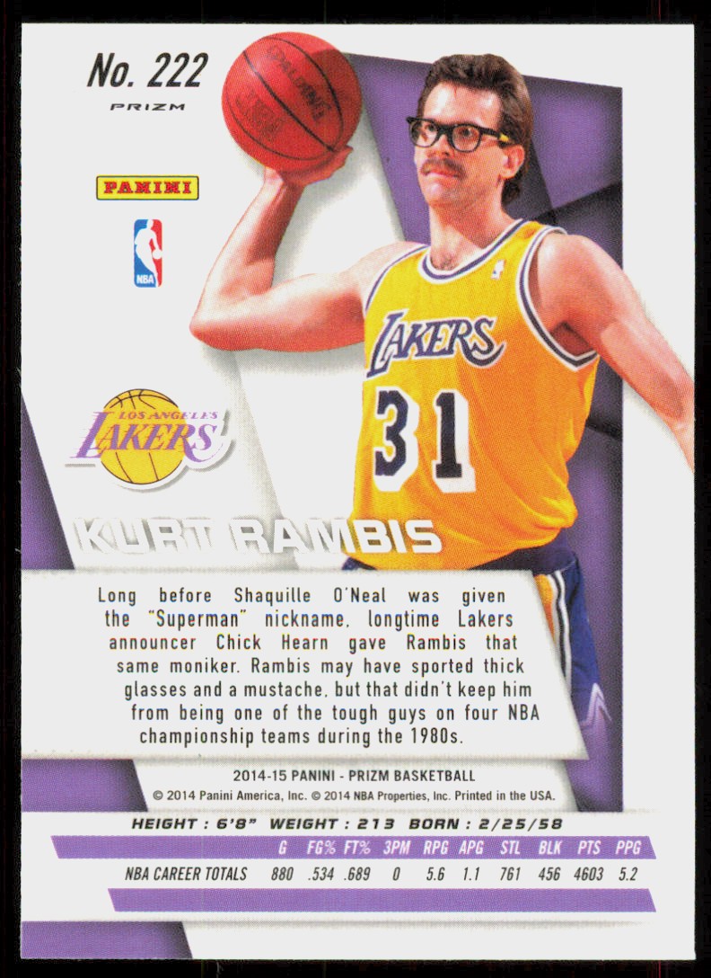 2014-15 Panini Prizm Blue Wave Kurt Rambis Los Angeles Lakers #222