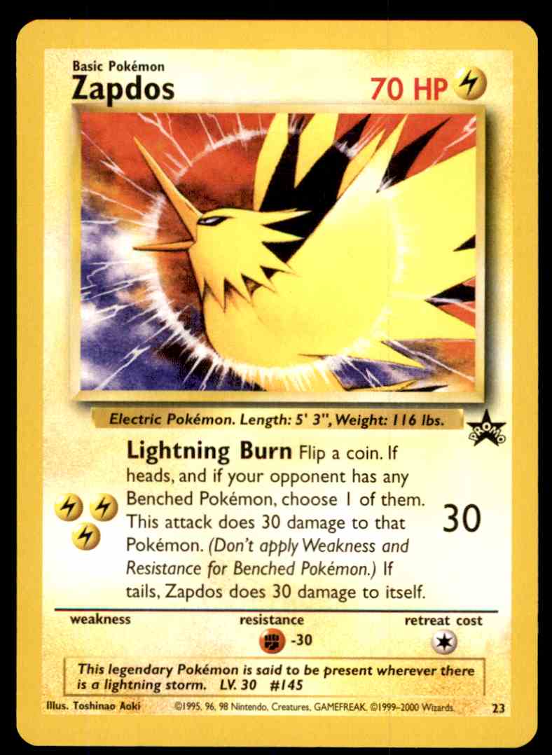 2000 Pokemon Promo Zapdos 23 On Kronozio