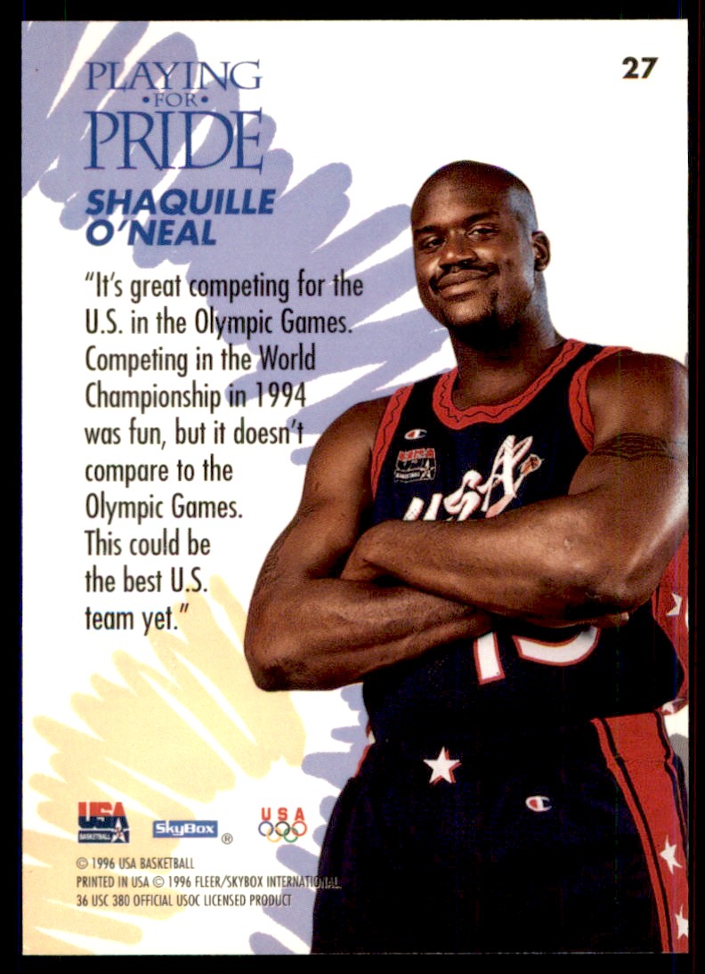 1996-97 SkyBox USA Shaquille O'Neal #27 card back image