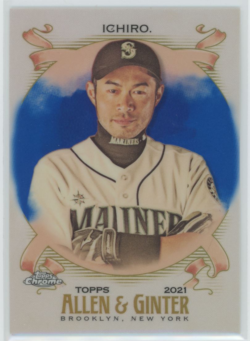 パリコレクション & Allen Topps 2021 Ginter 004 Ichiro Refractor Blue Chrome ゲームセンター・ゲームカード
