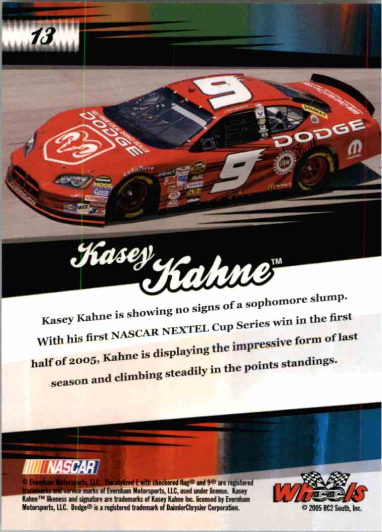 2005 Wheels American Thunder Kasey Kahne #13 card back image