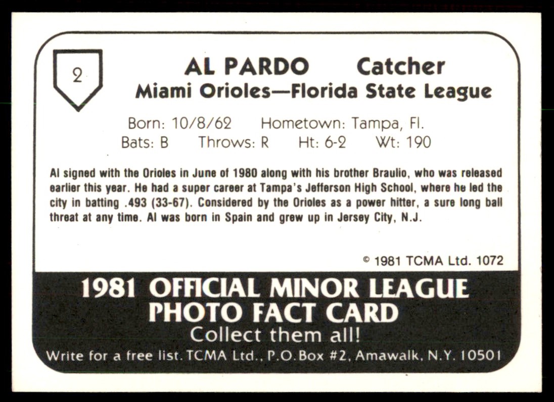 1981 TCMA Minor League Al Pardo Miami Orioles #2 | eBay
