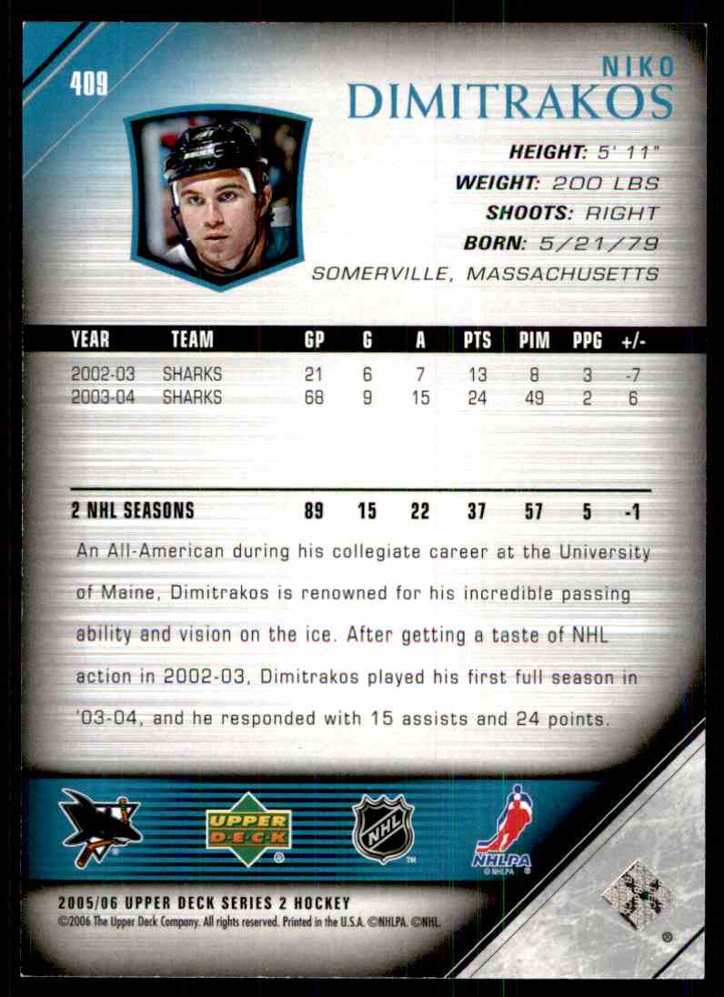 2005-06 Upper Deck Series 2 Niko Dimitrakos #409 On Kronozio