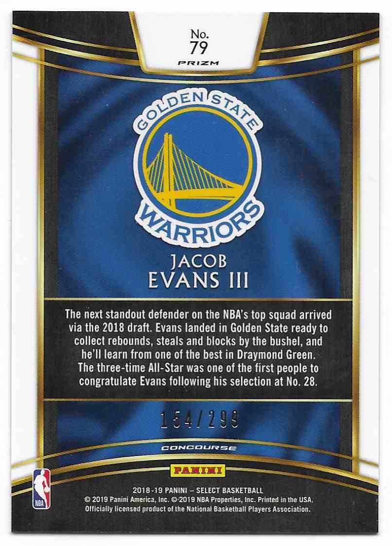 2018-19 Panini Select Light Blue Jacob Evans III #79 card back image
