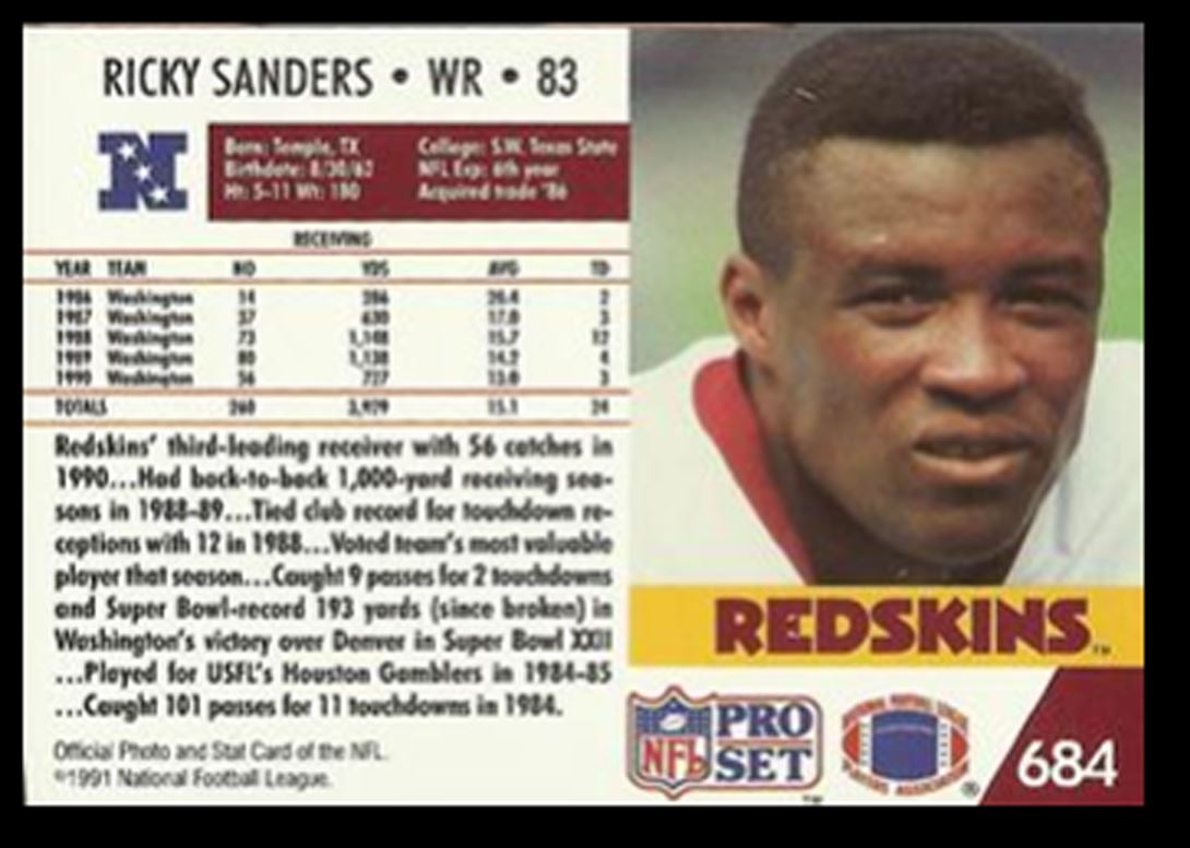 1991 Pro Set Ricky Sanders 684 on Kronozio