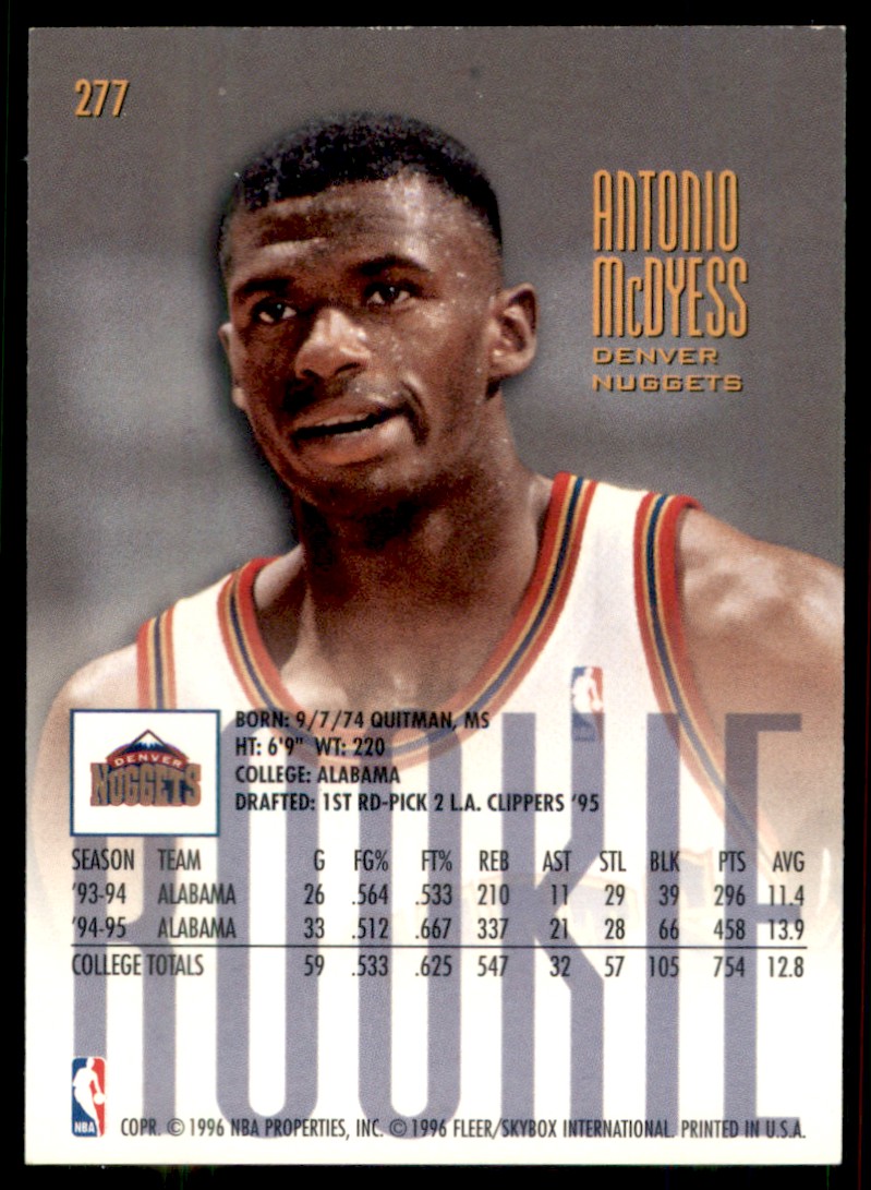 1995-96 Ultra Antonio McDyess #277 card back image