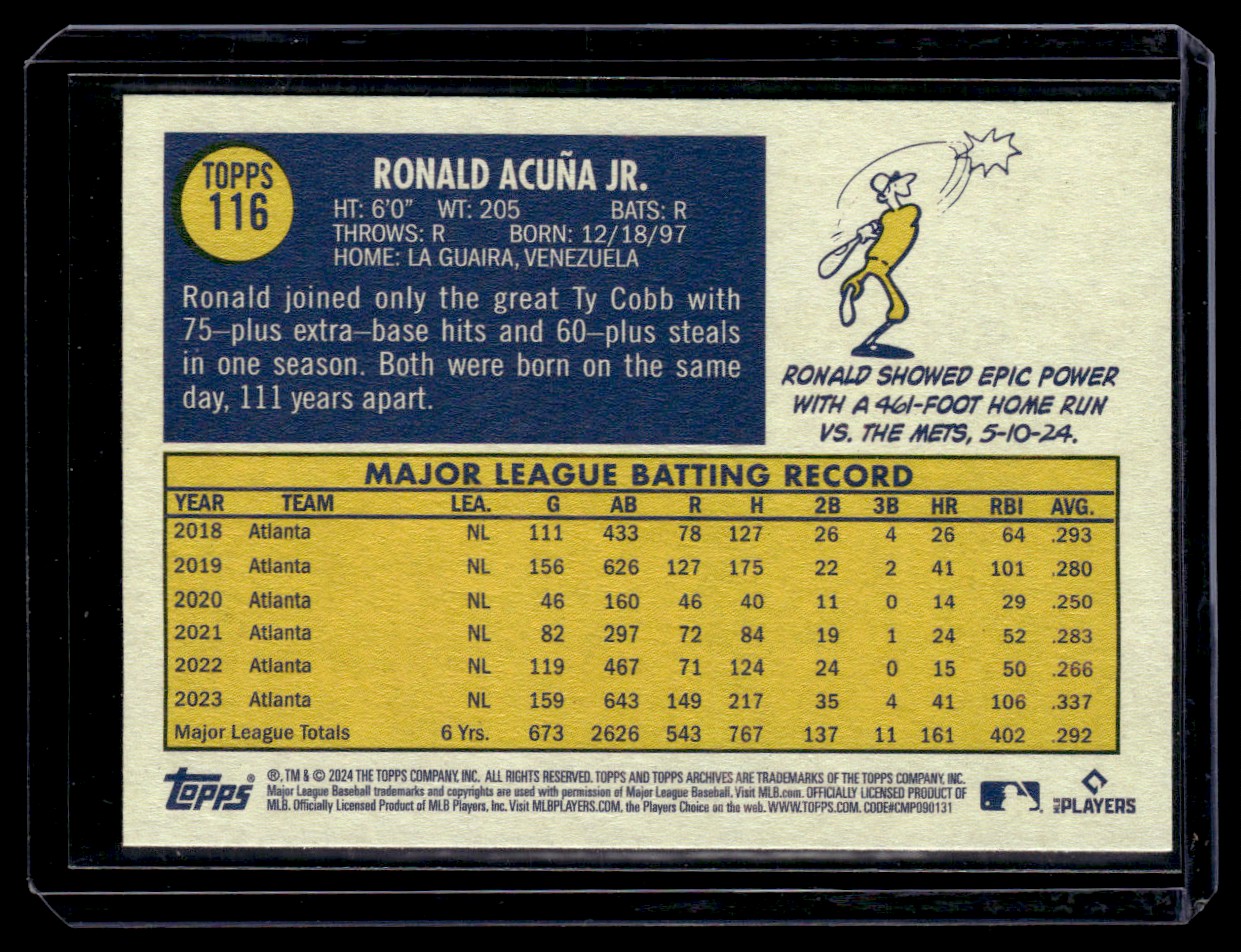 2024 Topps Archives Ronald Acuna Jr #116 card back image