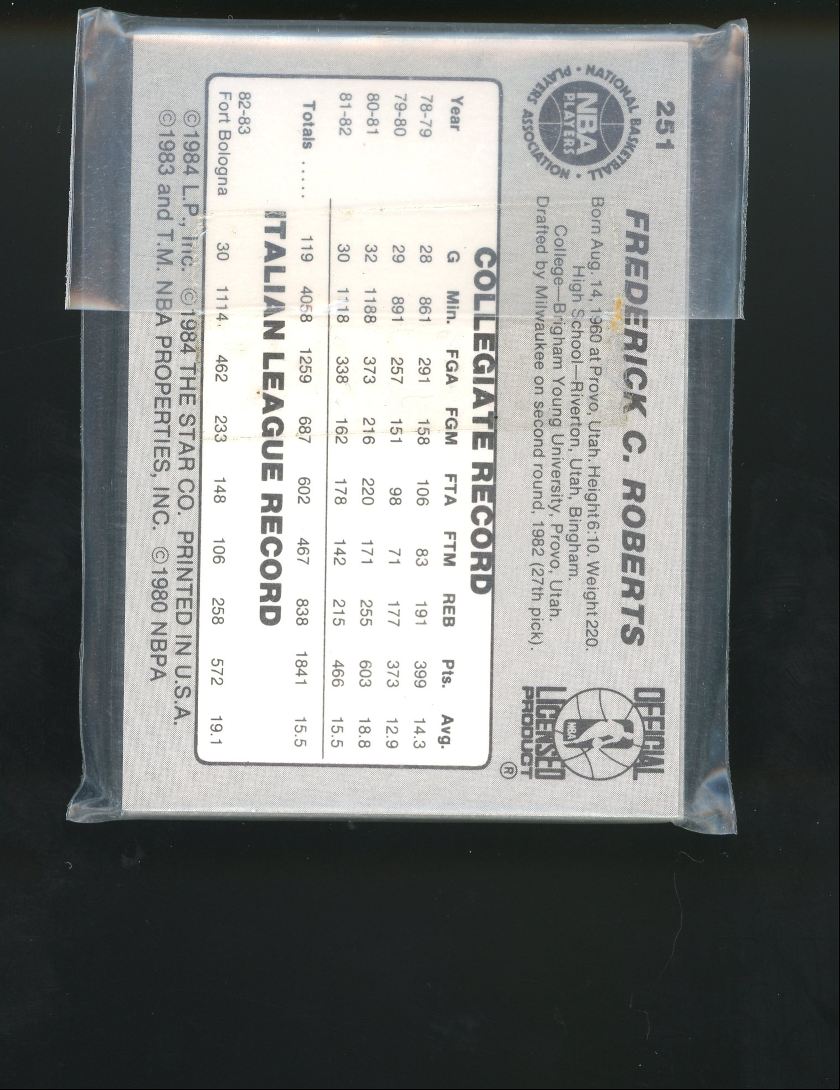 1983-84 Star Complete Set - 11 cards Team Set card back image