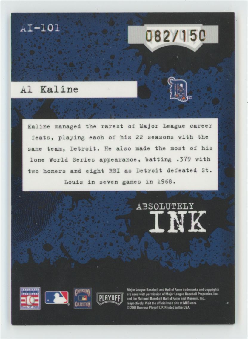 2005 Playoff Absolute Memorabilia Absolutely Ink Al Kaline #AI-101 card back image