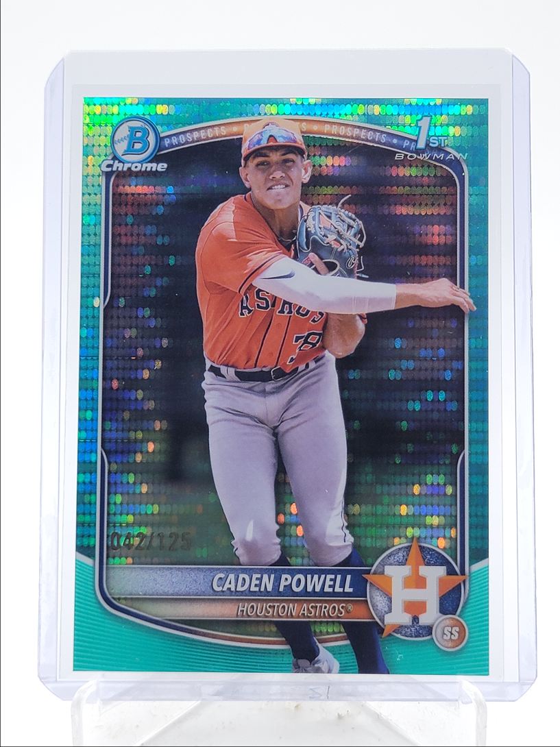 CADEN POWELL 2025 BOWMAN CHROME 1ST AQUA PULSAR ASTROS /125 Q4060
