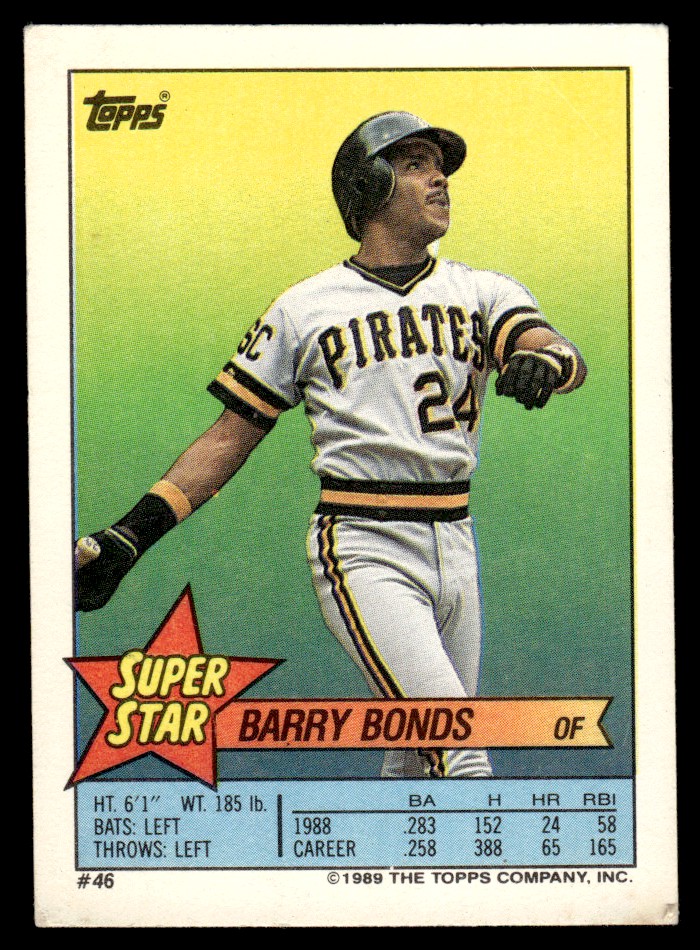 1989 Topps Stickers Super Star Backs Barry Bonds #46 card back image