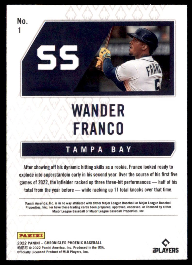 2022 Panini Chronicles Phoenix Building Block prizm Wander Franco #1 card back image