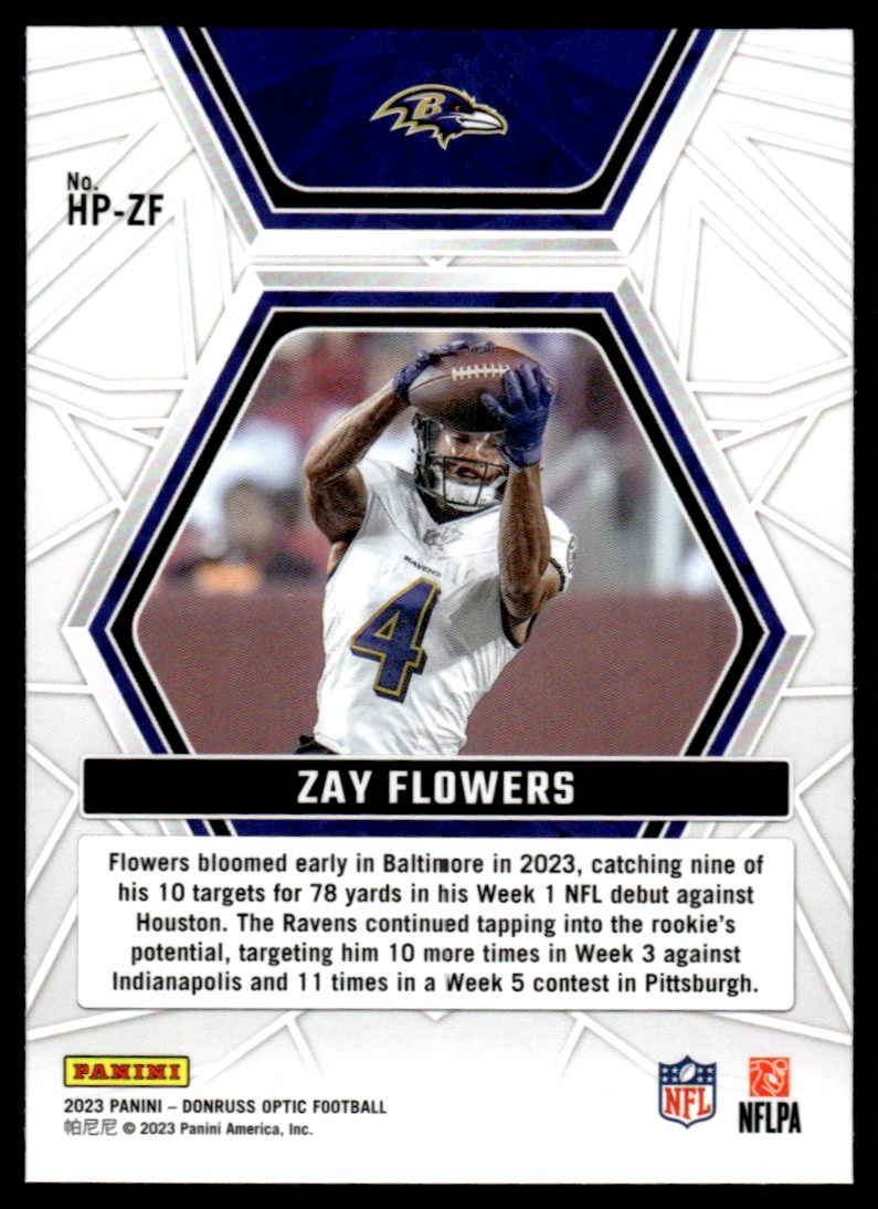 2023 Optic Hidden Potential Zay Flowers Rookie Baltimore Ravens