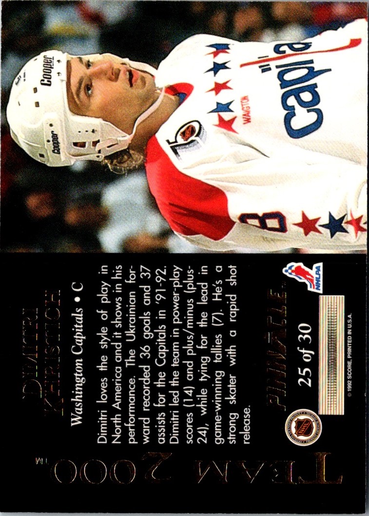 1992-93 Pinnacle Team 2000 Dmitri Khristich #25 card back image