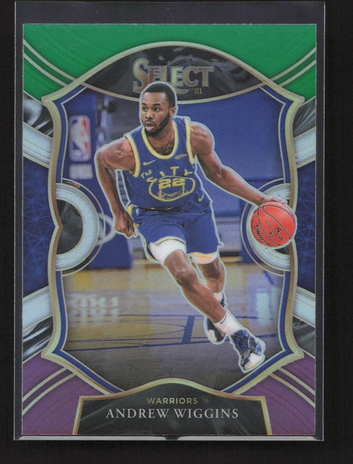 2020-21 Panini Select Green Purple Prizm Andrew Wiggins #6 Golden