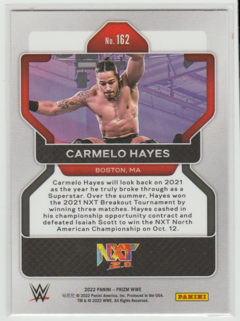 2022 Panini Prizm WWE Carmelo Hayes #162 card back image