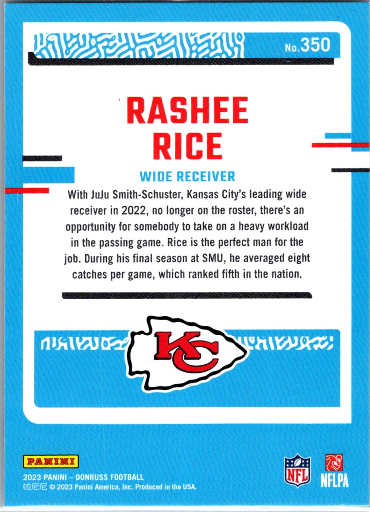 2023 Donruss Optic Rated Rookie Rashee Rice #350 card back image