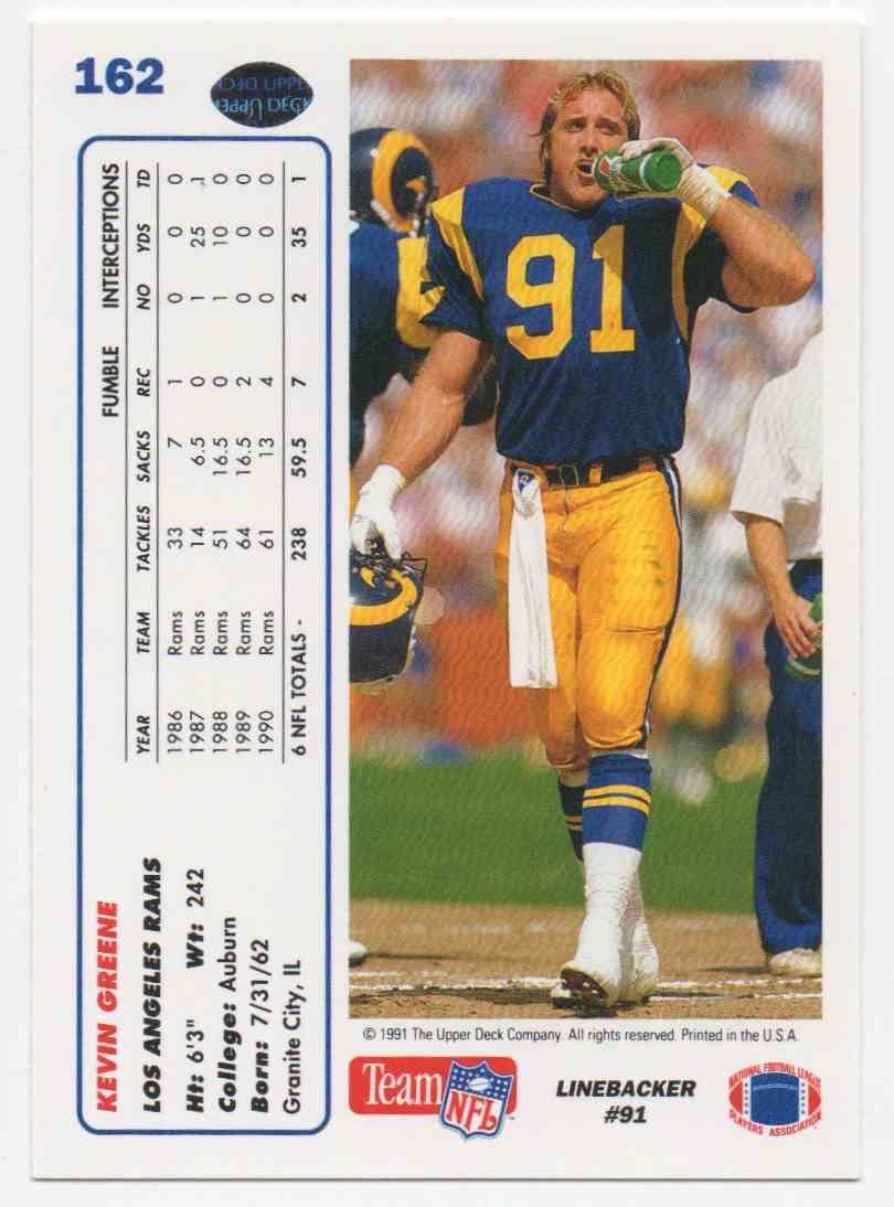 1991 Upper Deck Kevin Greene 162 On Kronozio