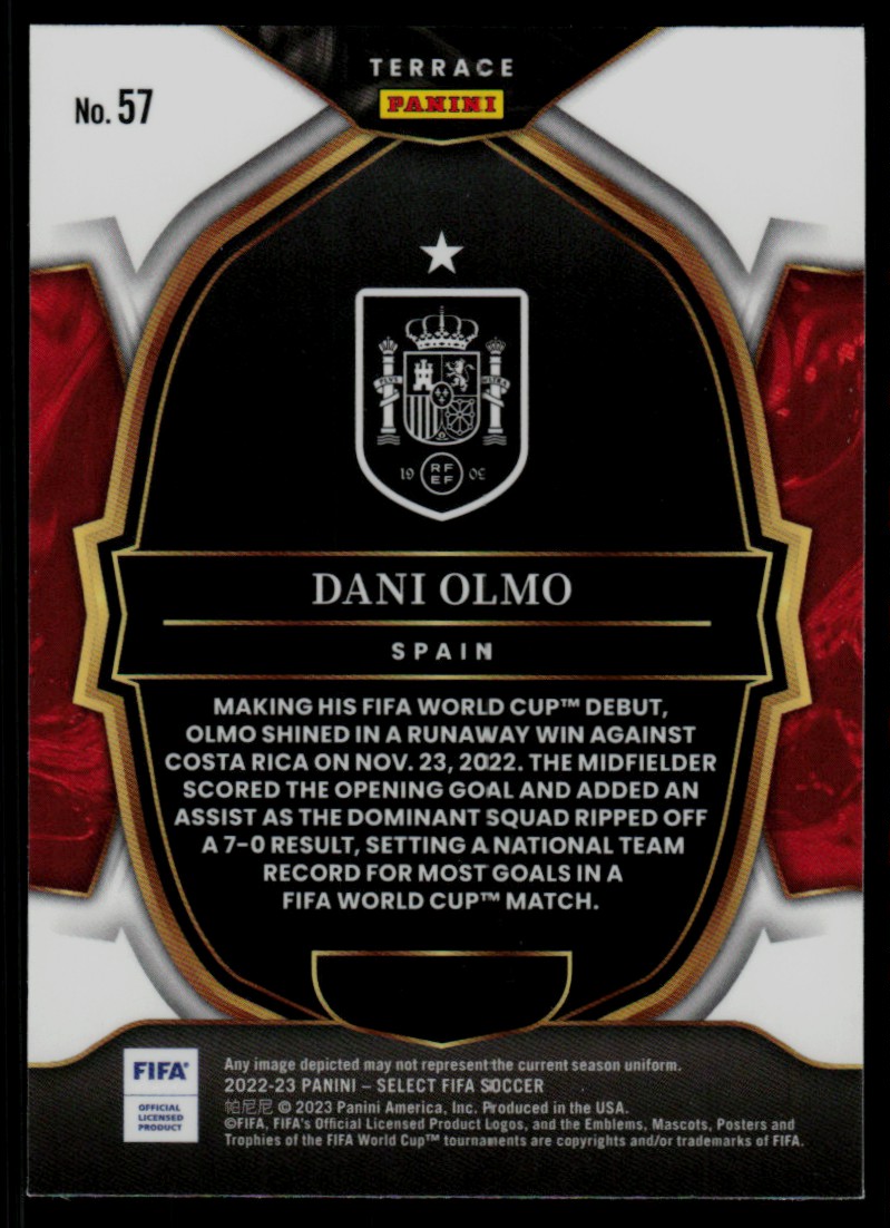 2022 Panini Select FIFA Terrace Dani Olmo #57 card back image