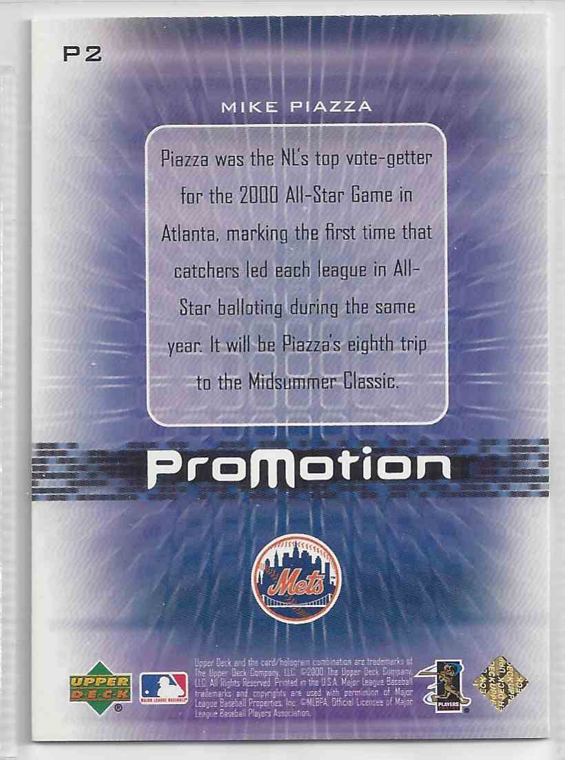 2000 Upper Deck Promotion Mike Piazza #P2 card back image