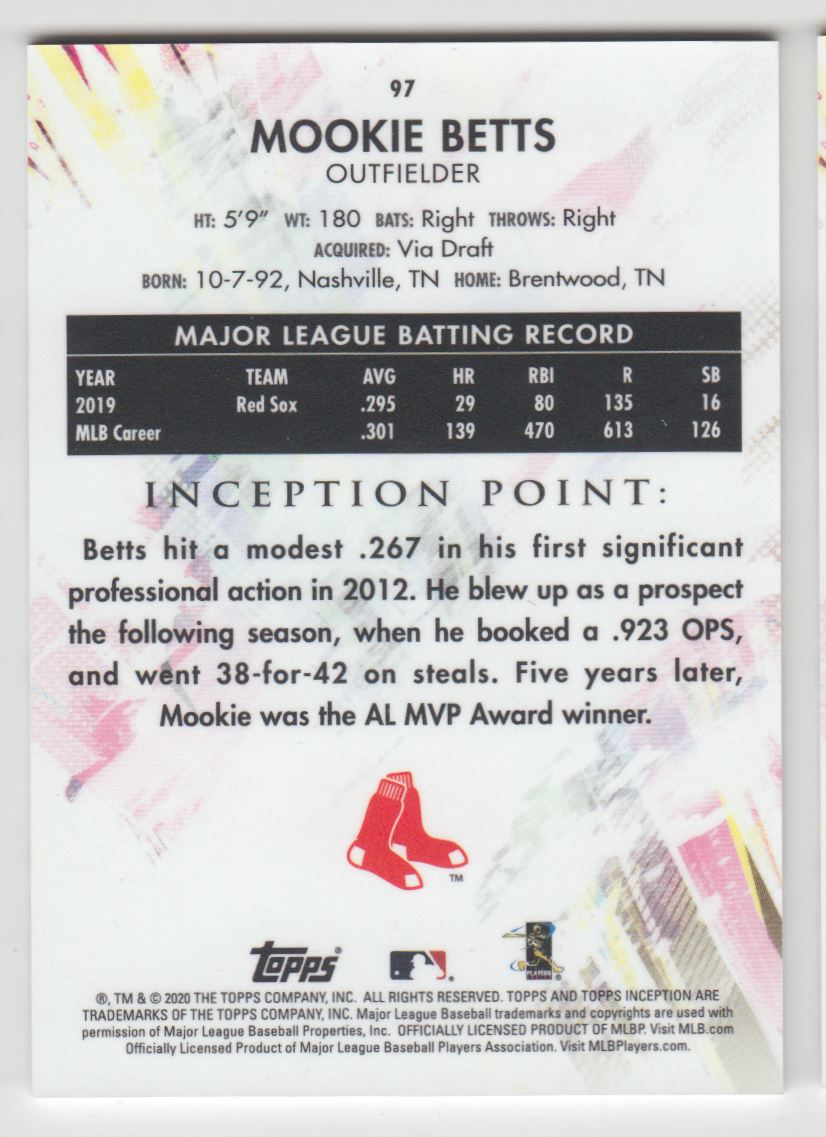 2020 Topps Inception Mookie Betts Boston Red Sox #97 | eBay