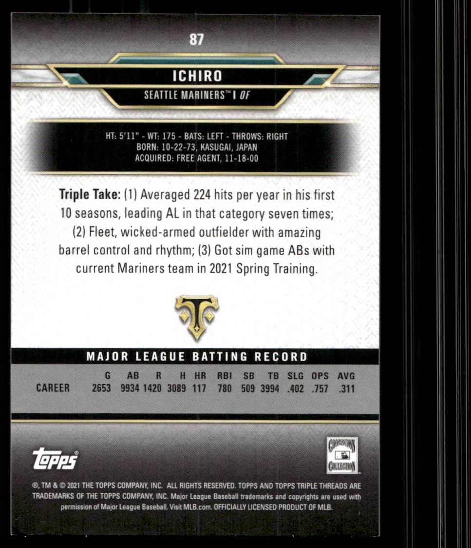 2021 Topps Triple Threads Ichiro G35 Seattle Mariners #87 | eBay