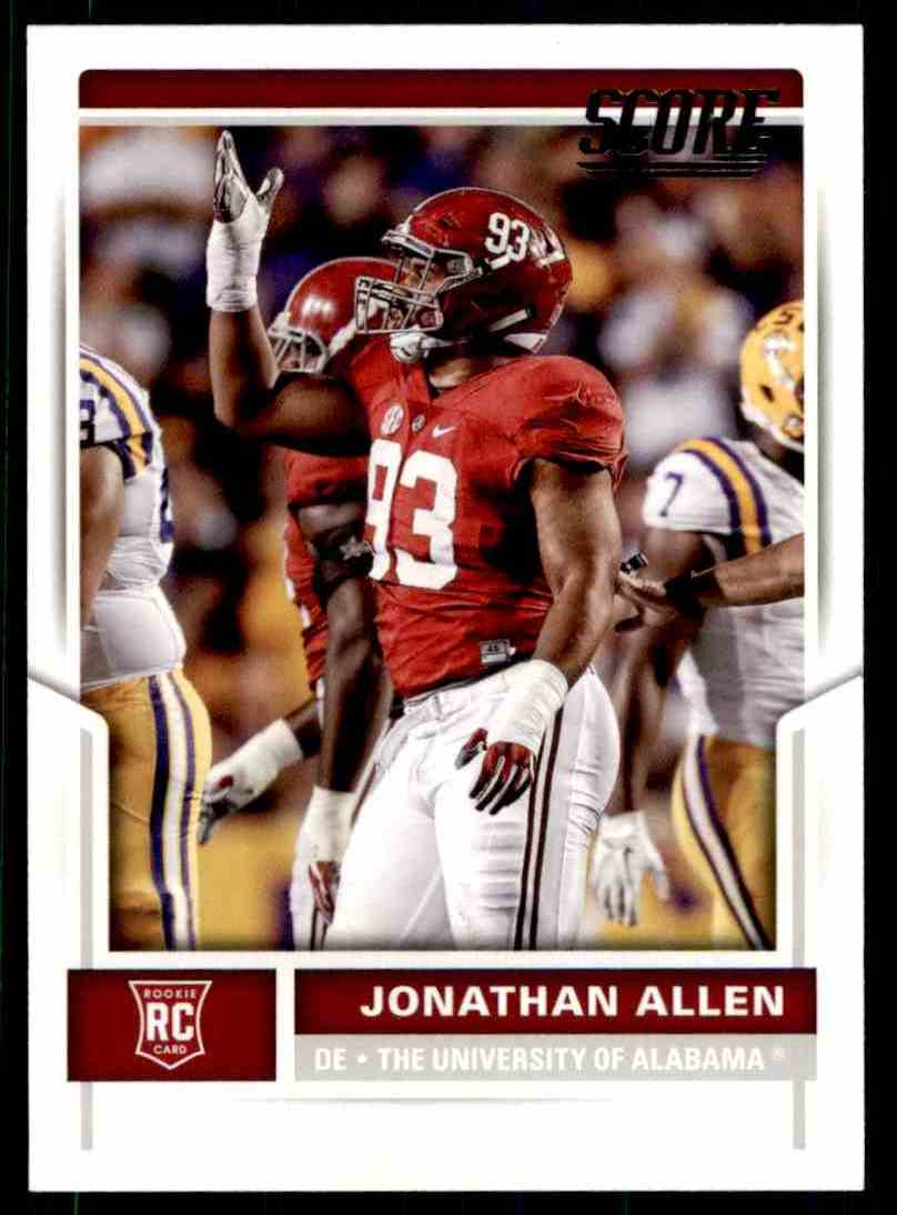 Details About 2017 Score Jonathan Allen Rc Alabama Crimson Tide 367