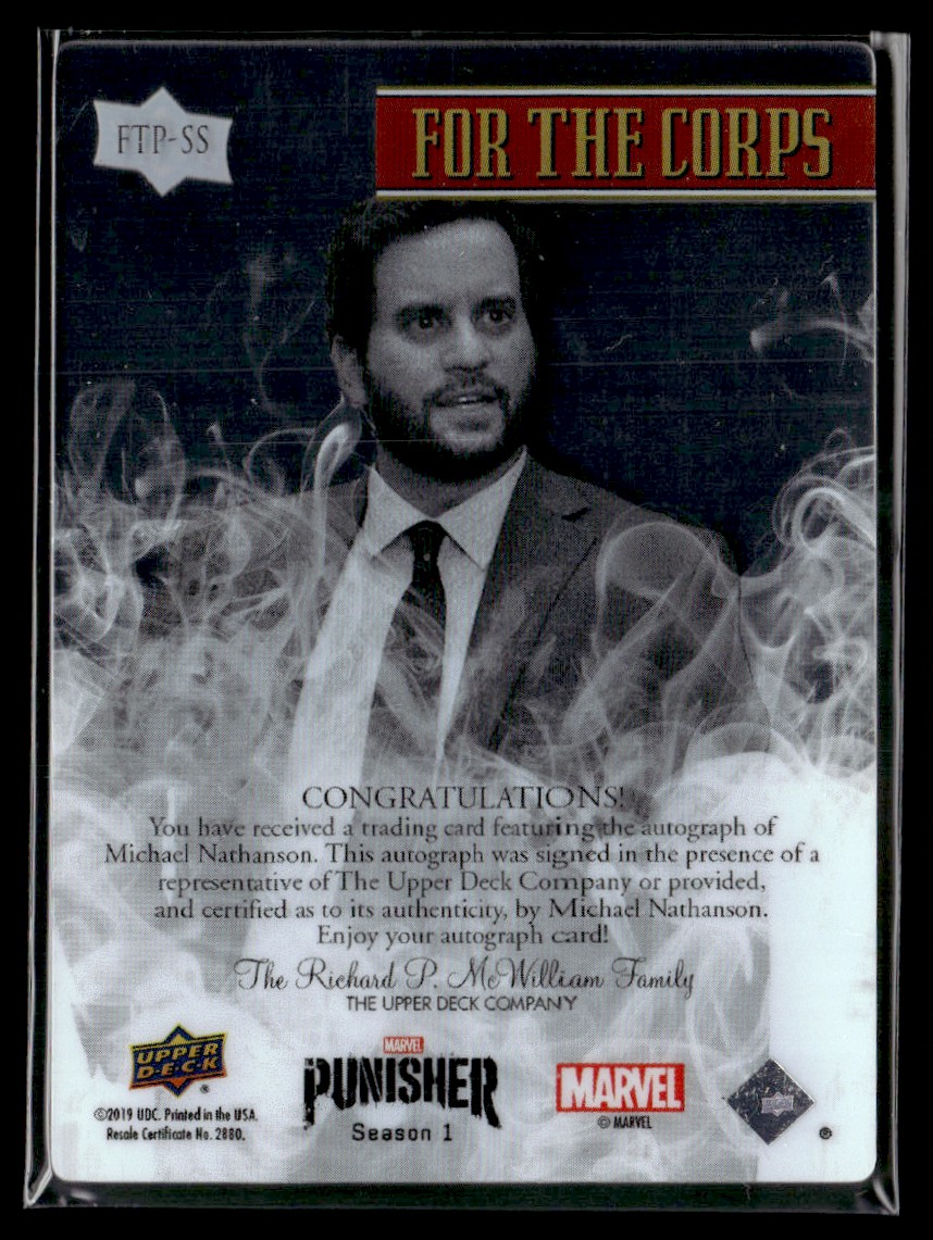 2019 UD Marvel Punisher For The Corps Acetate Sam Stein #FTP-SS card back image