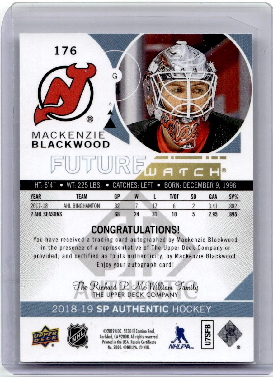 2019-20 SP Authentic Future Watch Autograph Rookie Mackenzie
