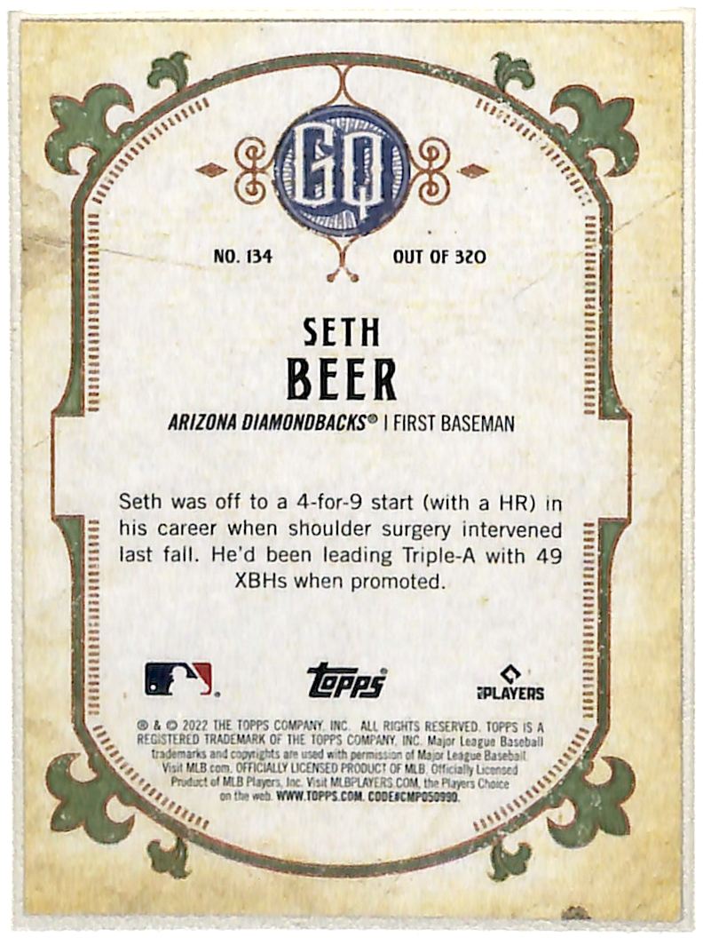 2022 Topps Gypsy Queen Seth Beer #134 card back image