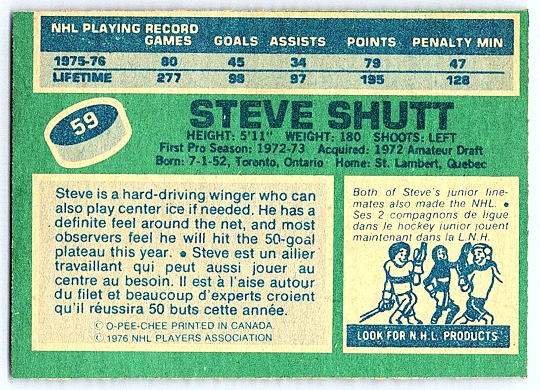 1976-77 O-Pee-Chee Steve Shutt #59 card back image