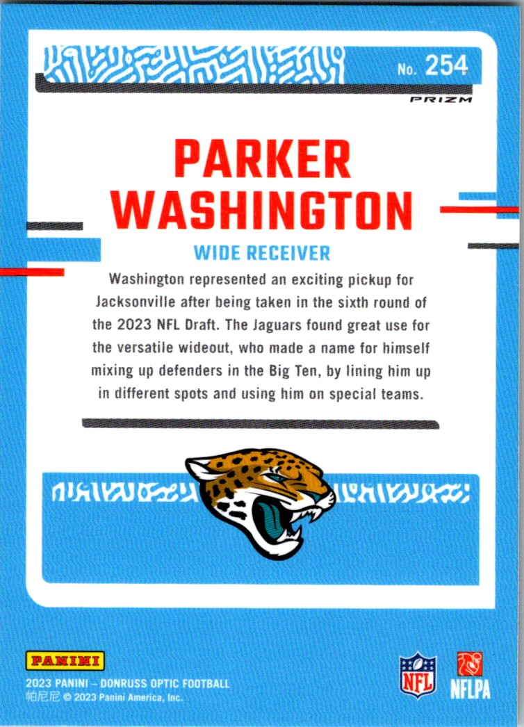 2023 Donruss Optic Green Velocity Parker Washington #254 card back image