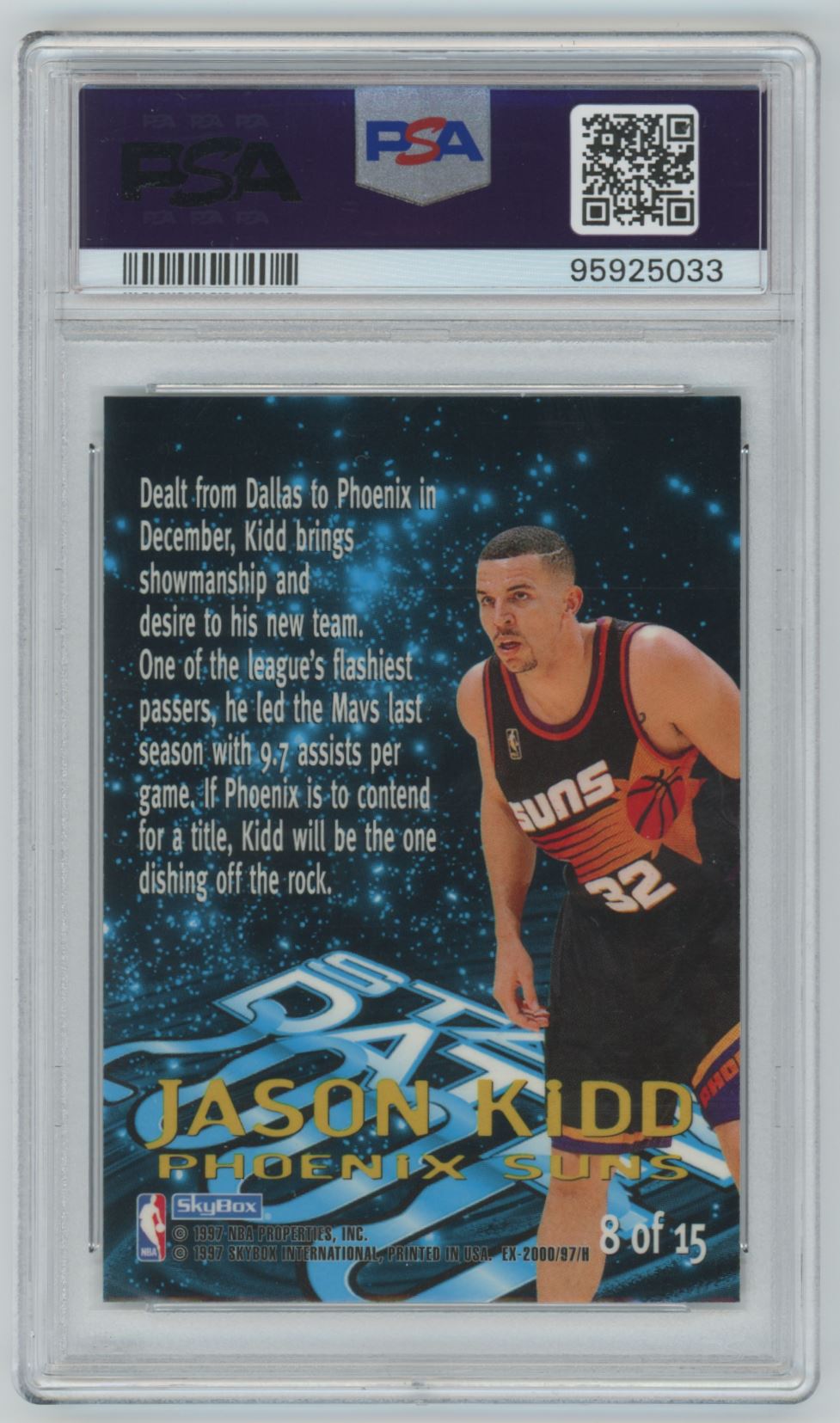 1996-97 Skybox E-X2000 Jason Kidd #8 card back image