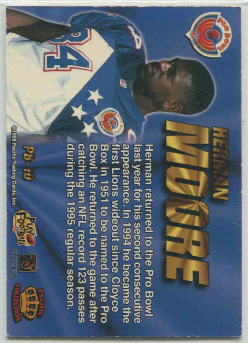 1995 Pacific Crown Collection Pro Bowl Herman Moore #PB10 card back image