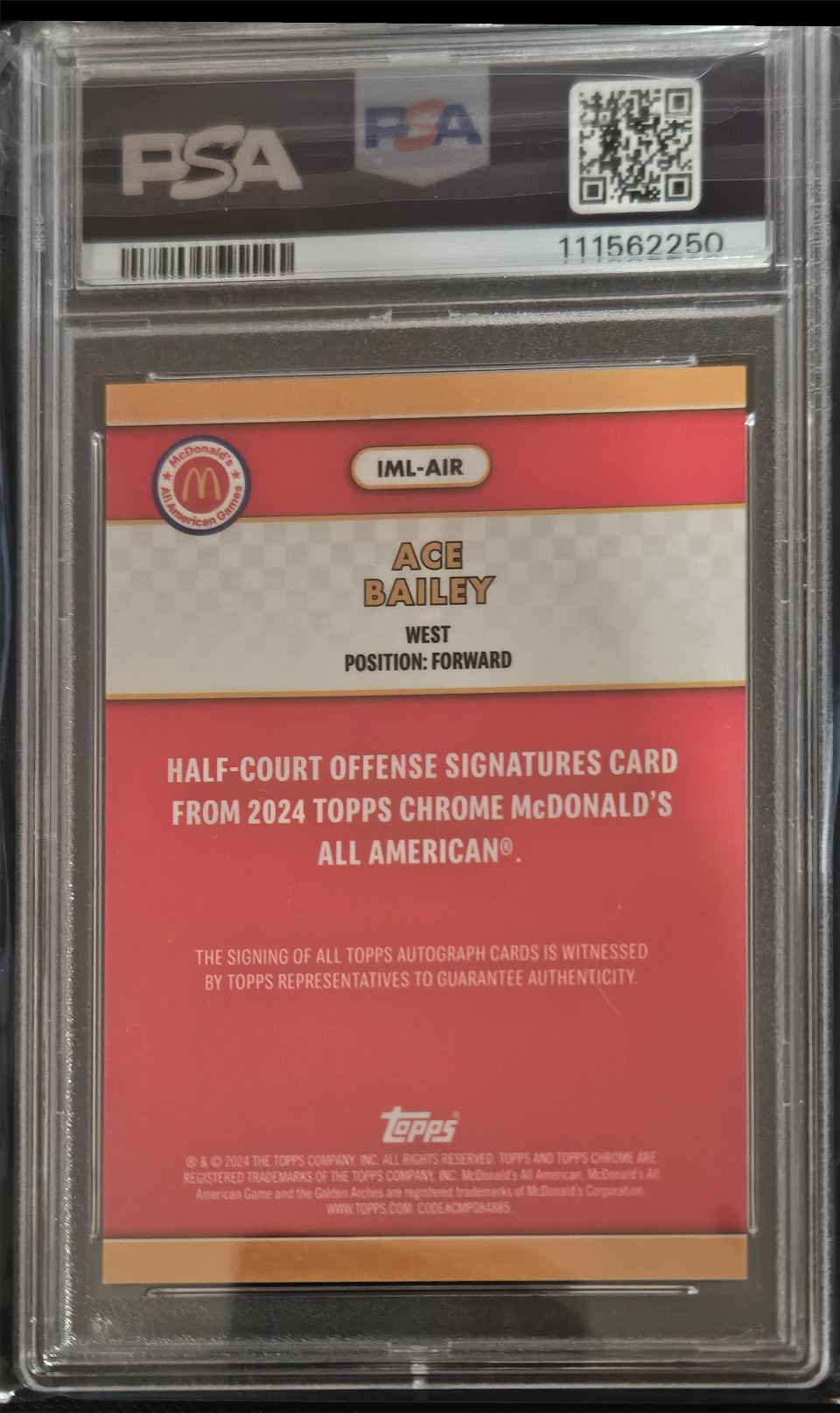 2024-25 Topps McDonalds Ace Bailey card back image