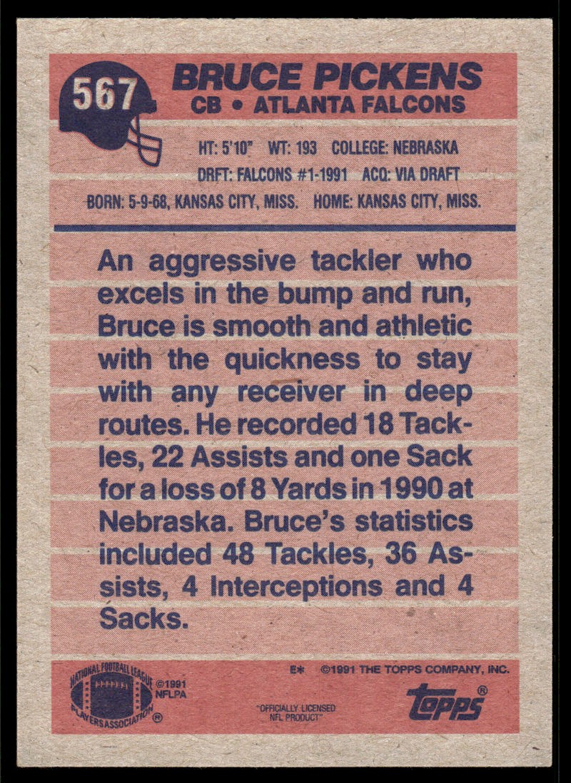 1991 Topps Bruce Pickens 567 on Kronozio